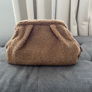 mango shearling clutch